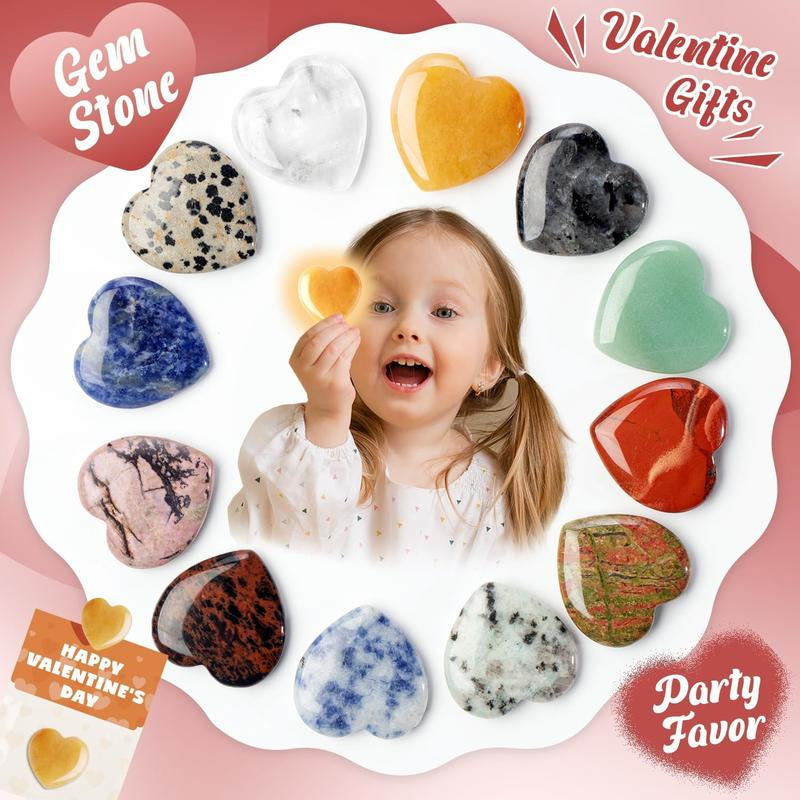 Valentines Day Gem Gifts for Kids - 24 Pack Prefilled Valentine'S Day Cards with Heart-Shaped Gemstone for School Classroom Class Party Favor, Valentine Rock Crystal Gift Exchange for Boys Girls