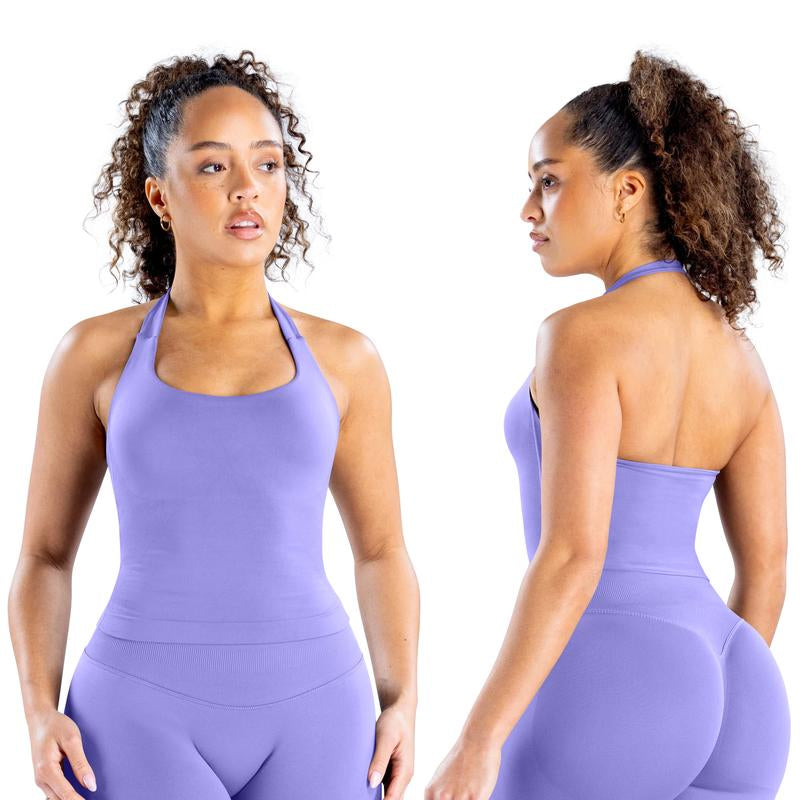 DEEFY Impact Halter Top Gymwear Workout Fitness Yoga Seamless Halter Tanks Sportswear Backless Sports Women Activewear Gym Outdoor Tank Tops
