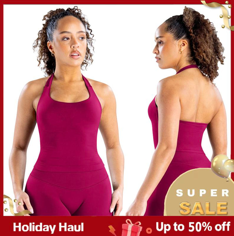 DEEFY Impact Halter Top Gymwear Workout Fitness Yoga Seamless Halter Tanks Sportswear Backless Sports Women Activewear Gym Outdoor Tank Tops