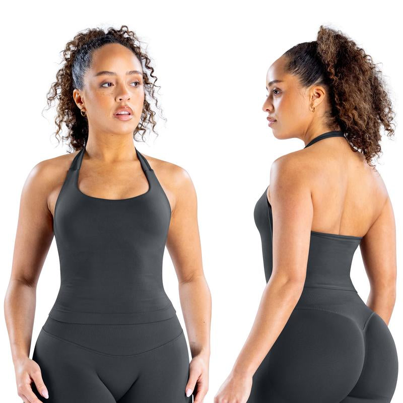 DEEFY Impact Halter Top Gymwear Workout Fitness Yoga Seamless Halter Tanks Sportswear Backless Sports Women Activewear Gym Outdoor Tank Tops