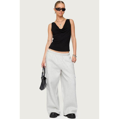 Petite Wide Leg Cargo Sweatpants