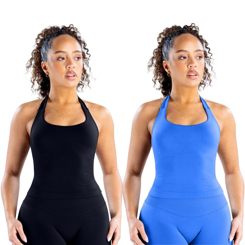 DEEFY Impact Halter Top Gymwear Workout Fitness Yoga Seamless Halter Tanks Sportswear Backless Sports Women Activewear Gym Outdoor Tank Tops