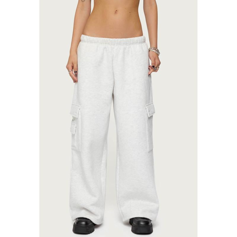 Petite Wide Leg Cargo Sweatpants