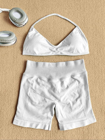 New Women'S Sporty Yoga Set, High-Waist Tight-Fitting Shorts and Halter Top, Summer Fitness for Running and Gym, Gym Tights Clothes