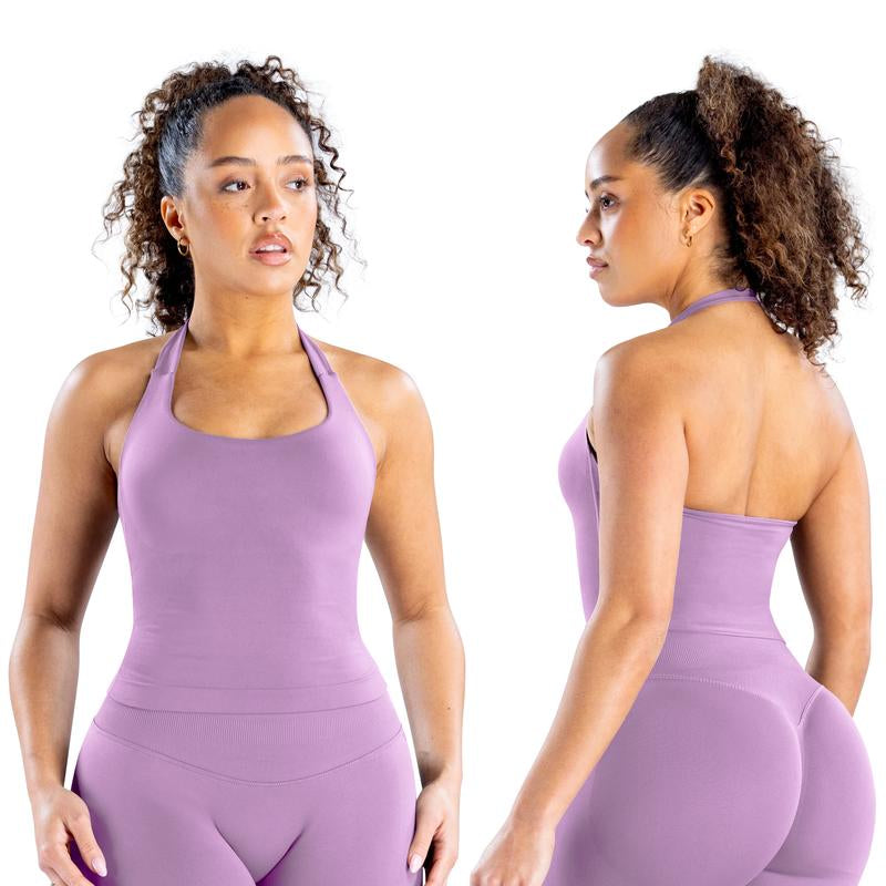 DEEFY Impact Halter Top Gymwear Workout Fitness Yoga Seamless Halter Tanks Sportswear Backless Sports Women Activewear Gym Outdoor Tank Tops