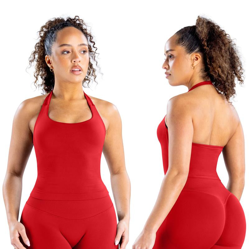 DEEFY Impact Halter Top Gymwear Workout Fitness Yoga Seamless Halter Tanks Sportswear Backless Sports Women Activewear Gym Outdoor Tank Tops