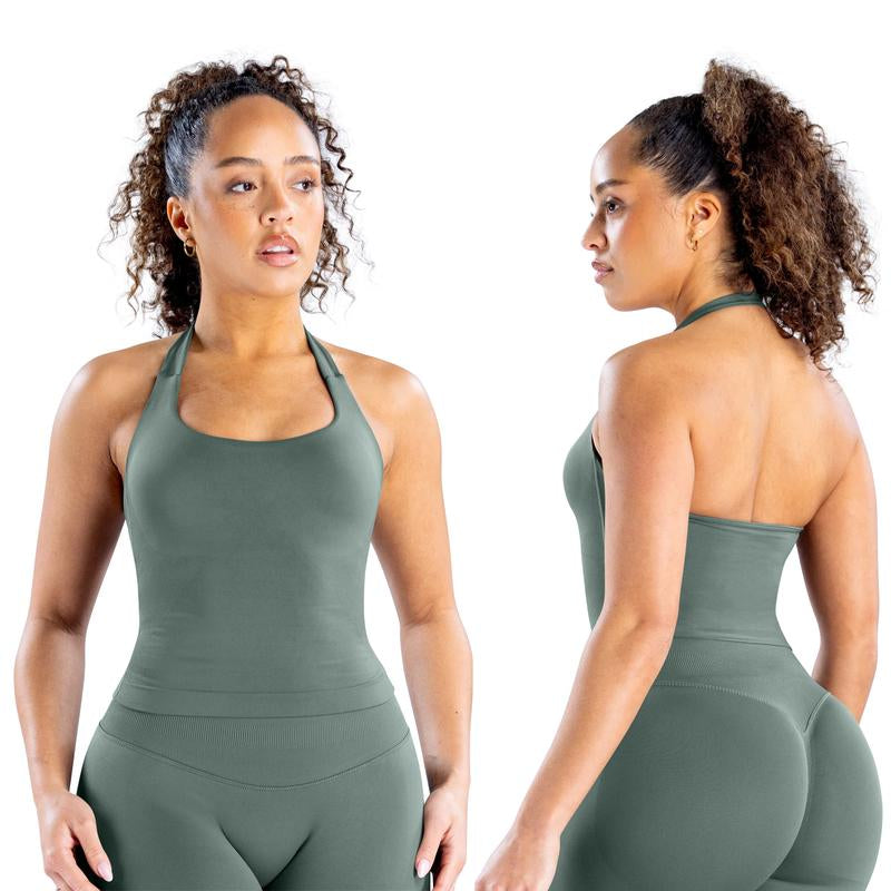 DEEFY Impact Halter Top Gymwear Workout Fitness Yoga Seamless Halter Tanks Sportswear Backless Sports Women Activewear Gym Outdoor Tank Tops