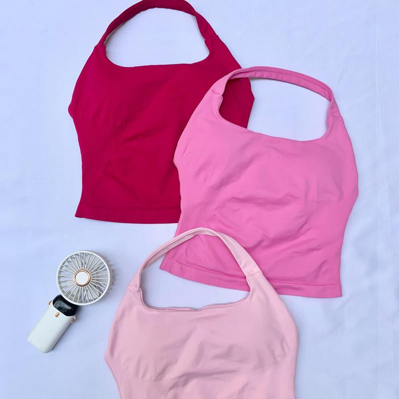 DEEFY Impact Halter Top Gymwear Workout Fitness Yoga Seamless Halter Tanks Sportswear Backless Sports Women Activewear Gym Outdoor Tank Tops