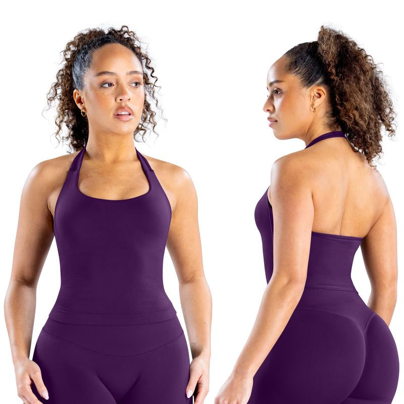 DEEFY Impact Halter Top Gymwear Workout Fitness Yoga Seamless Halter Tanks Sportswear Backless Sports Women Activewear Gym Outdoor Tank Tops
