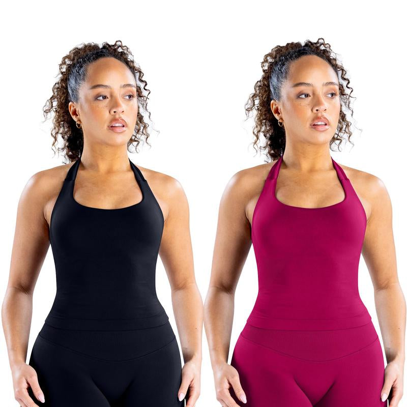 DEEFY Impact Halter Top Gymwear Workout Fitness Yoga Seamless Halter Tanks Sportswear Backless Sports Women Activewear Gym Outdoor Tank Tops