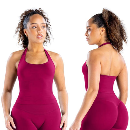 DEEFY Impact Halter Top Gymwear Workout Fitness Yoga Seamless Halter Tanks Sportswear Backless Sports Women Activewear Gym Outdoor Tank Tops