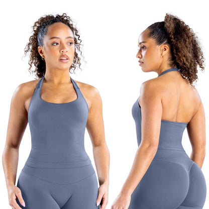 DEEFY Impact Halter Top Gymwear Workout Fitness Yoga Seamless Halter Tanks Sportswear Backless Sports Women Activewear Gym Outdoor Tank Tops