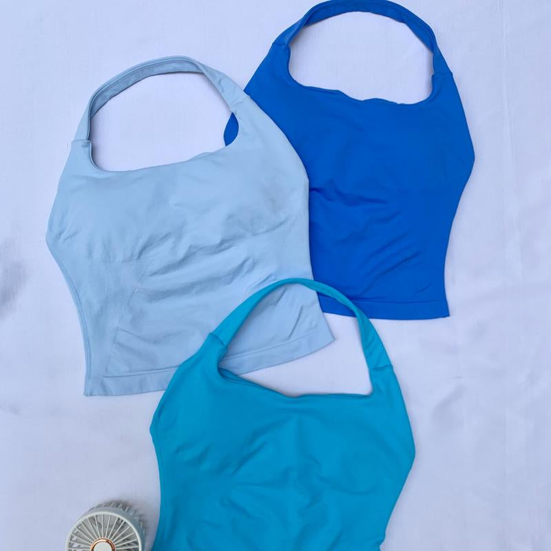 DEEFY Impact Halter Top Gymwear Workout Fitness Yoga Seamless Halter Tanks Sportswear Backless Sports Women Activewear Gym Outdoor Tank Tops