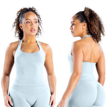 DEEFY Impact Halter Top Gymwear Workout Fitness Yoga Seamless Halter Tanks Sportswear Backless Sports Women Activewear Gym Outdoor Tank Tops