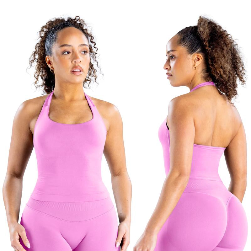 DEEFY Impact Halter Top Gymwear Workout Fitness Yoga Seamless Halter Tanks Sportswear Backless Sports Women Activewear Gym Outdoor Tank Tops